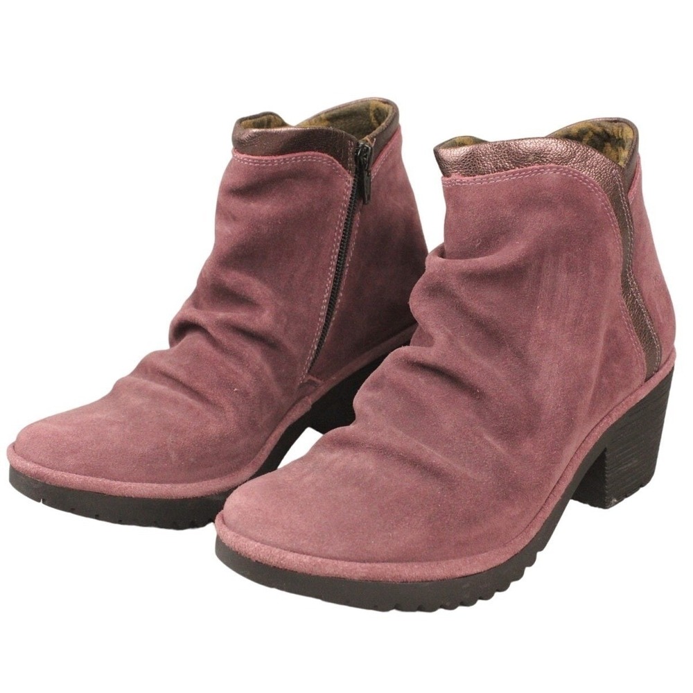 Fly London Wego Cottagecore Boho Suede Ankle Boots Purple EU 38 US 7.5-8